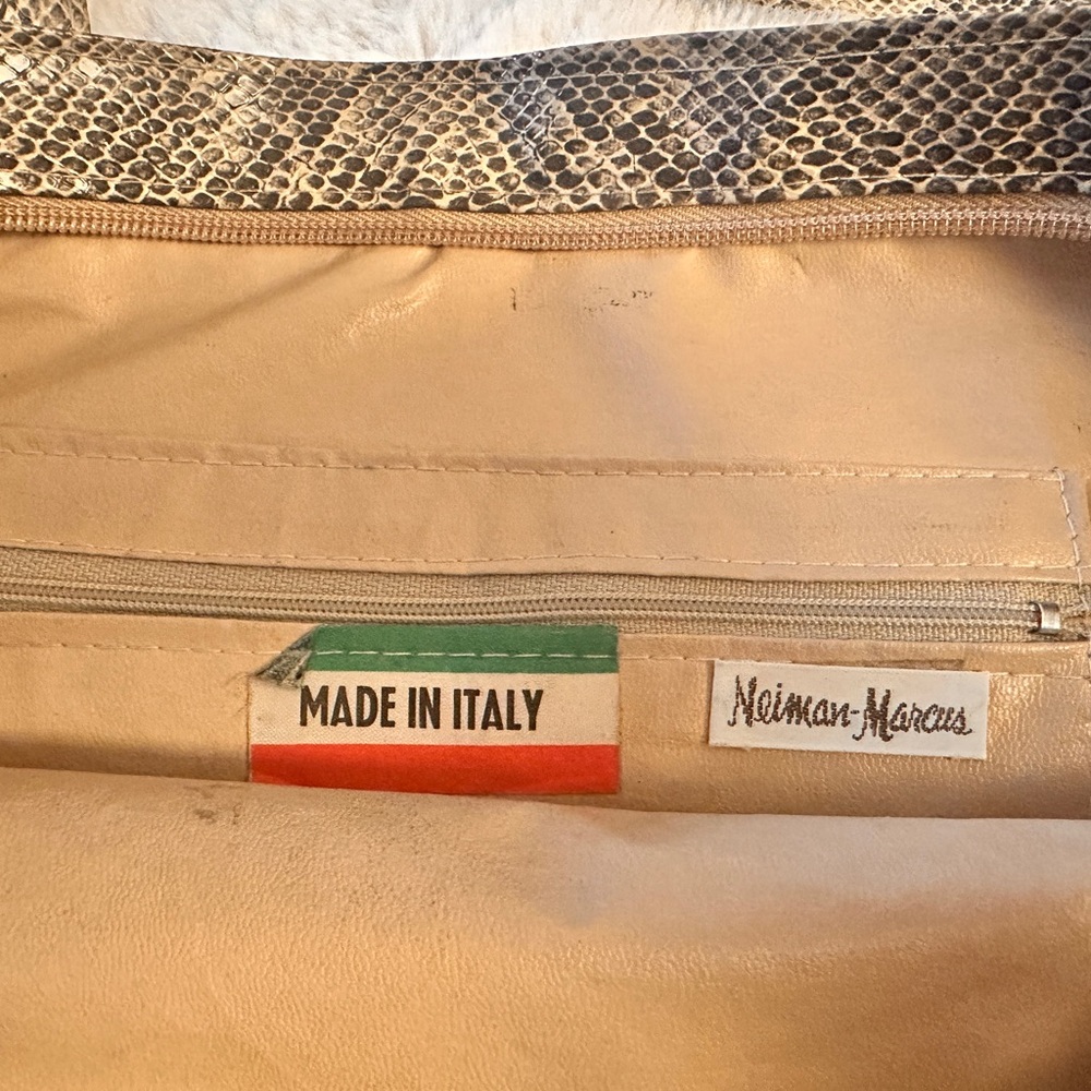 Neiman Marcus Cream Italian Leather Bag